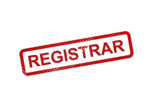 Red stamp with registrar text for official documents illustration