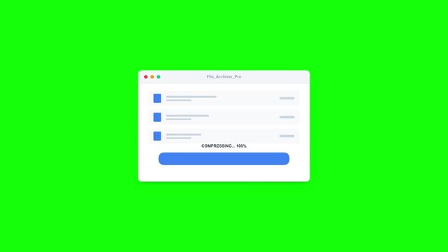 Zip file compression process with progress bar and final icon icon