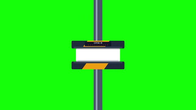 Zip file progress animation moving up on a green screen background