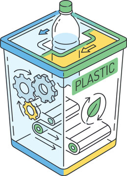 Recycling Bin Graphic of Plastic Waste Processing