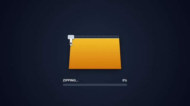 Zip file compression animation showing storage and loading process