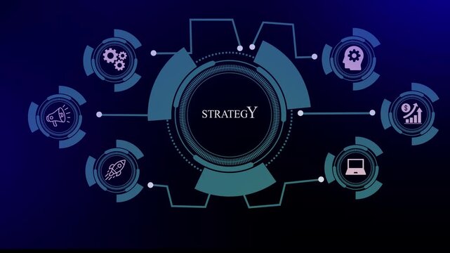 Business Strategy Planning and Corporate Growth Network Animation
