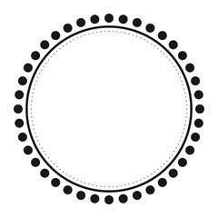 Fototapeta premium Black circular frame with glowing dots on dark background isolated on transparent background