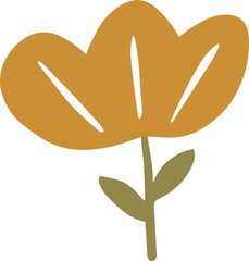 Fototapeta premium Mustard yellow flower with green stem and leaves