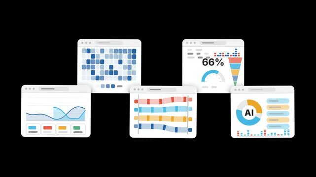 AI Pipeline Window Ribbon Motion Graphic, Machine Learning Workflow Diagram, Data Processing Stage Panel, Coral Cyan Amber Palette, Widescreen Automation Interface, Seamless Loop Tech Background
