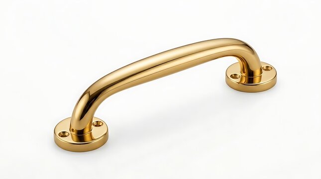 Gold brass curved cabinet handle with round knobs for luxury home decor and furniture hardware upgrade