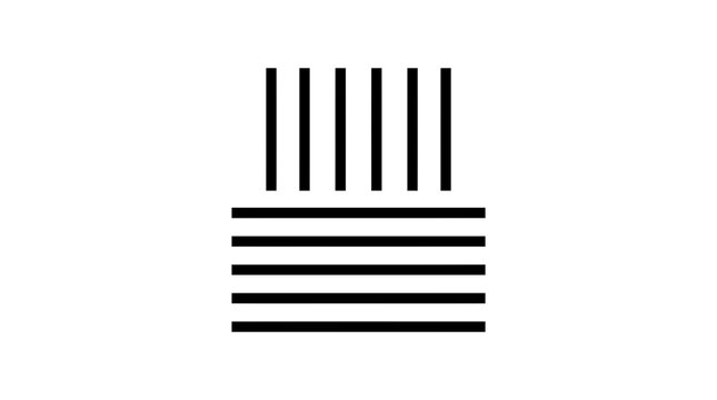 Minimalist abstract vector illustration of stylized letter A composed of parallel black lines