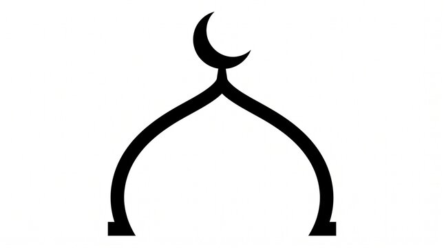 Black silhouette of a mosque dome with a crescent moon symbol