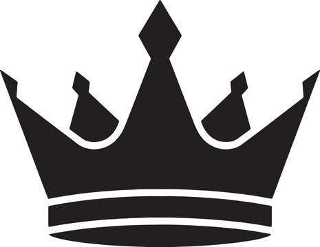 Black royal crown silhouette isolated symbol of king and queen power.