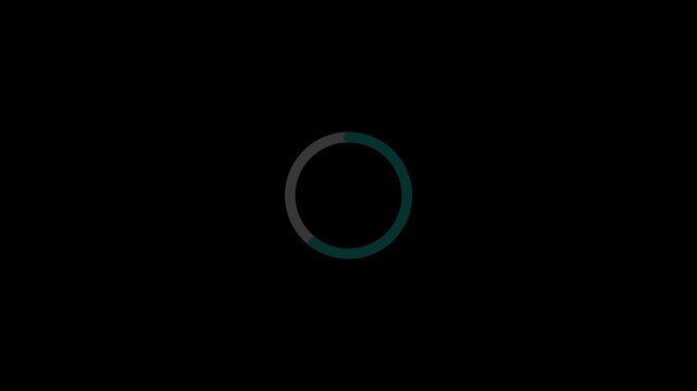 Circular retry refresh loop rotating progress motion animation, blue spinning oval loader on transparent background, 4K download progress bar 0 to 100 percent for website interface element