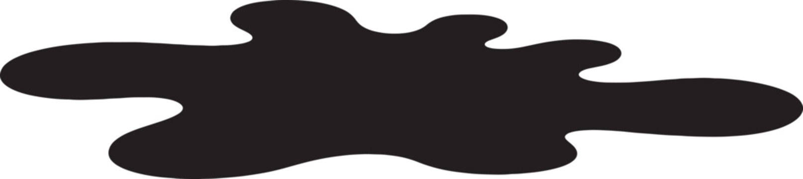 Black liquid stain ink blot splatter puddle paint messy abstract shape.