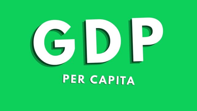 GDP Per Capita Animated Text Background for Economic Wealth Income and Country Comparison