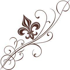 Antique fleur de lis crest with swirling details. © yeasin