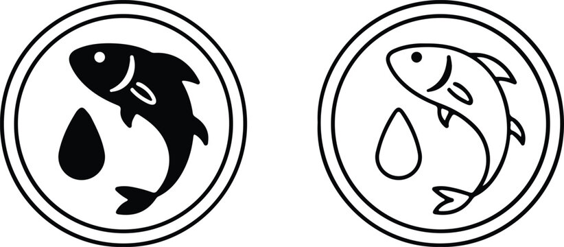 fish oil omega healthy two icon set vector illustration 