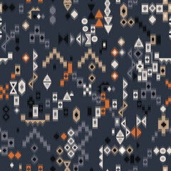 Fototapeta premium Seamless Ikat Pattern on Navy Background for Textile Design