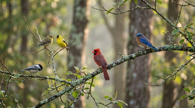 Colorful wild birds
