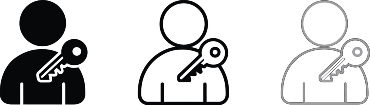 People holding keys representing access permission, user account management, authorization, security, identity, and digital access control.