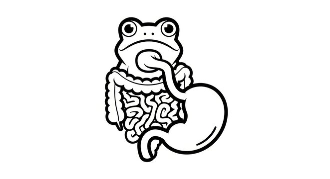 Frog with exposed internal organs illustration.