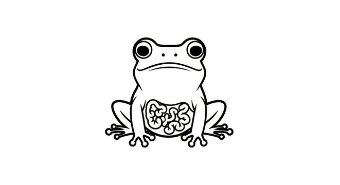 Frog with open belly and organs.