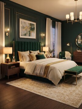 Luxury green bedroom