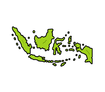 Green Map Outline of Indonesia