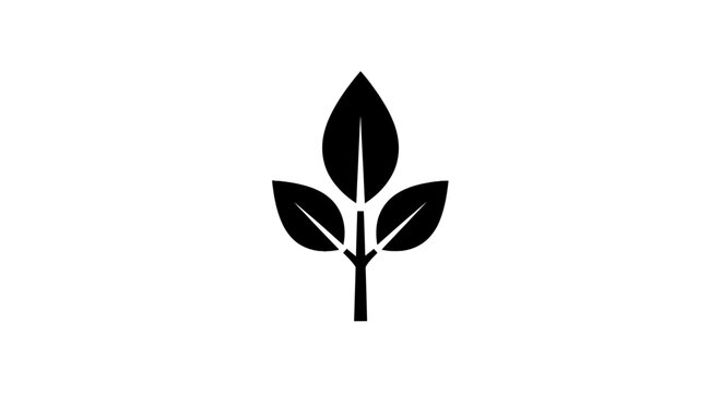 Black leaf logo on white background.