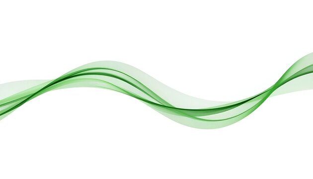 Abstract Dynamic Green Particle Wave Ribbon with Fine Curved Lines Isolated on White Background for Eco Friendly Banner, Green Technology Presentation and Natural Cover Design