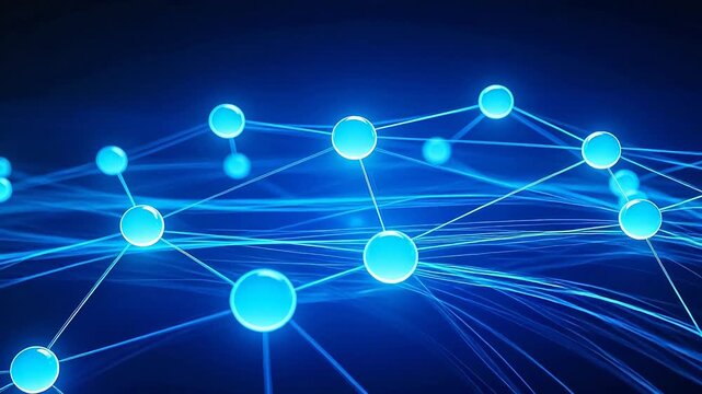 Blue glowing network nodes and connections