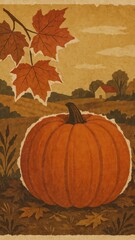Obraz premium Rustic autumn pumpkin illustration