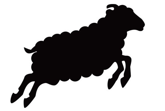 Black Silhouette Illustration Of A Jumping Sheep