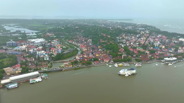 Panaji city aerial view, Goa Drone view of Panaji city, Goa