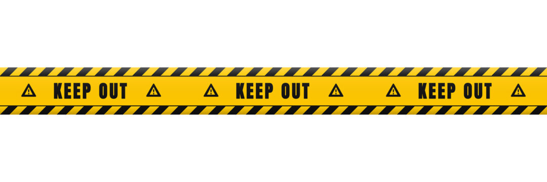 Keep out caution tape seamless pattern with warning icons