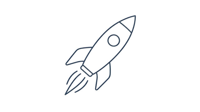 Minimalist rocket line icon for startup launch and space exploration concept design