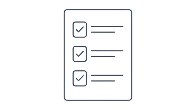 Minimalist checklist icon with three empty checkboxes and lines for task tracking or to-do lists