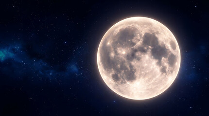 Obraz premium Full moon glowing in deep space with starry night sky background