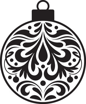 Christmas bauble with ornate floral pattern on transparent background.