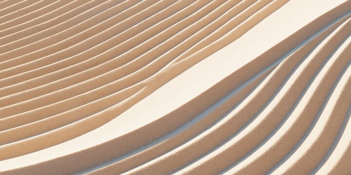Abstract sand texture with raked parallel lines and soft shadows