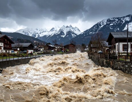 Total Destruction of a Mountain Village After a Massive Flood