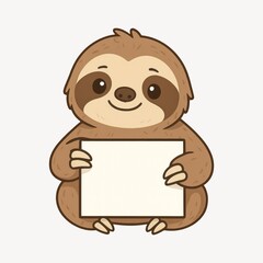 Fototapeta premium Cute sloth holding blank sign.