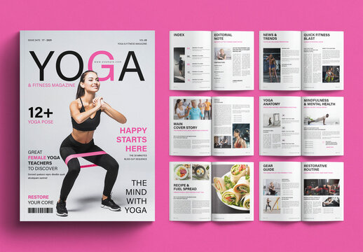 Yoga & Fitness Magazine Layout Template