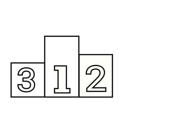 A simple graphic illustration of a winner's podium with the numbers one two and three displayed on each platform