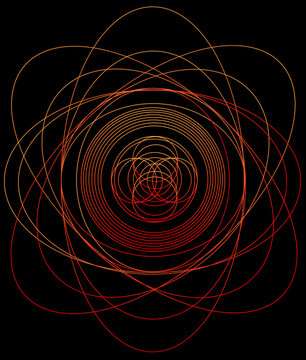 Red And Orange Atomic Geometrical Swirl