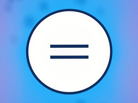 Sign with an equal sign inside a circle, simple yet effective design, balance, background-free