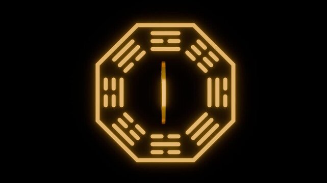 Yin-Yang 3d render of a glowing symbol glittering golden symbol. 4K footage