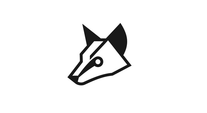Minimalist fox head logo vector illustration, geometric animal design symbol concept