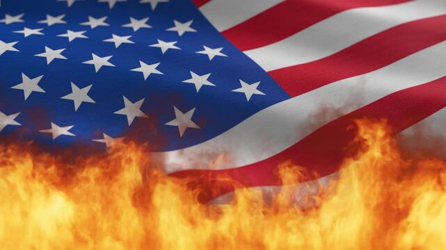 Burning USA flag - background loop
