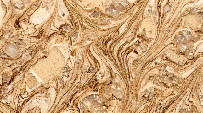 Sand and marble paper texture, abstract swirling pattern with beige and brown tones
