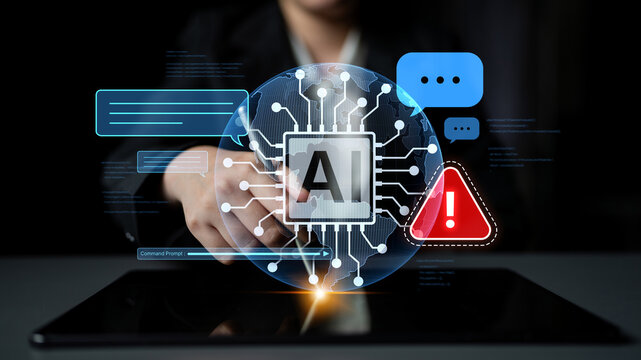 AI interface showing prompt error warning and system alert. AI prompt failure can lead to incorrect output or hallucination. Managing AI prompt error is crucial in safe AI deployment. Spline