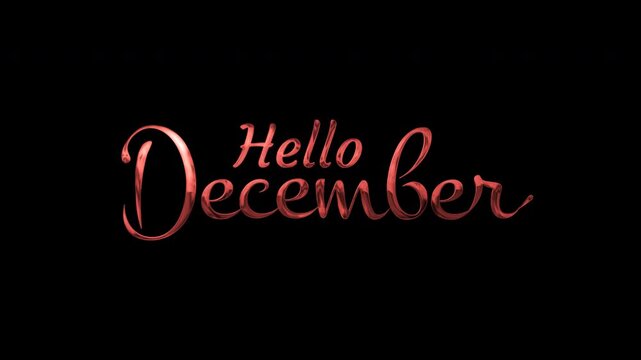 Rose gold metallic cursive calligraphy on a dark black background for december greetings and holiday designs, suitable for festive projects.