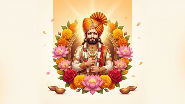 Ramdev Jayanti Lord Ramdev with Traditional Flower Decoration